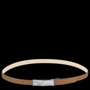 Longchamp Tan Leather Belt with Silver Buckle